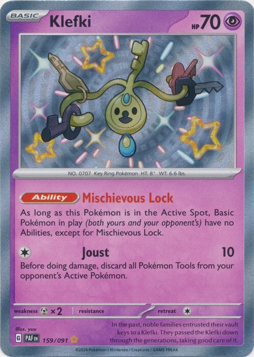 Klefki 159/091  Shiny Rare Paldean Fates Pokemon TCG