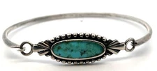 BOMA Sterling Silver Turquoise Hook 6.5” Bangle Bracelet 10.0 Grams