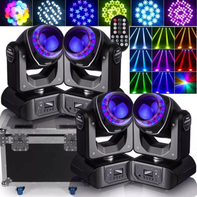 4X150W Moving Head LED Light RGBW DMX Gobo Beam Stage Spot Lighting DJ Bar+Case