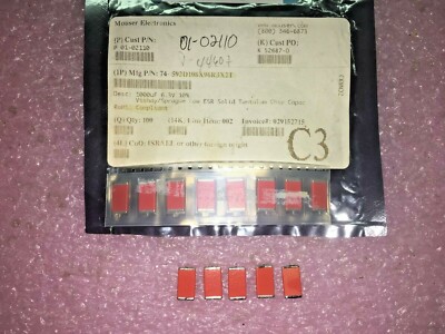 (13 PIECE LOT) 592D108X96R3X2T, VISHAY, CAP TANT 1000UF 6.3V 10%, ROHS