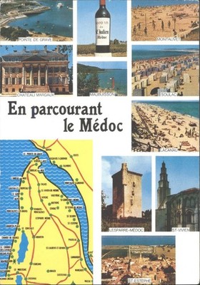 Alte topographische Postkarte Médoc Frankreich verschickt 1989 Combier St-Arcachon