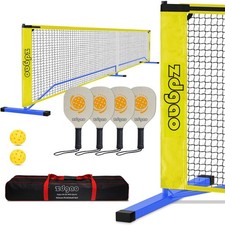 Portable Pickleball Net Set with 4 Paddles  22FT Regulation, Weather-Resistant,