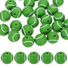 25PCS Sports Tennis Beads 15mm Silicone for DIY Crafts/Bracelet Green 
