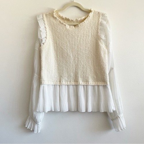 Anthropologie Ruffle Twofer Sweater Blouse boho prairie Edwardian renaissance M - Picture 3 of 15