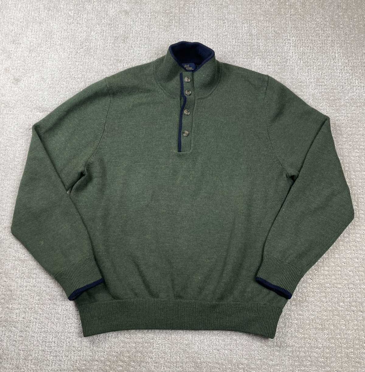 Vintage Brooks Brothers 346 Sweater Mens L Green Italian Merino Wool 1/4 Button