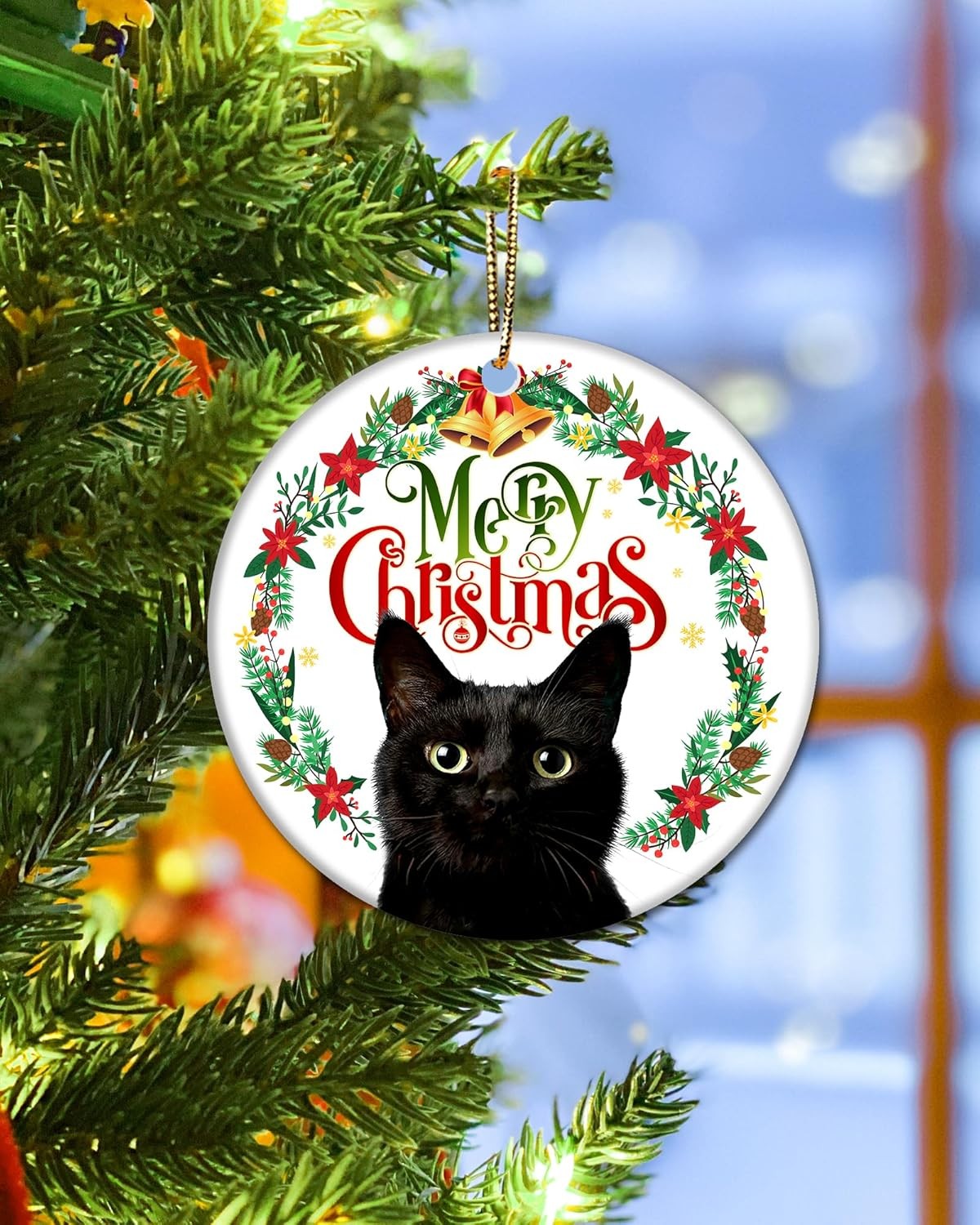 Black Cat Ornament for Christmas Tree - Keepsake Gifts Green 