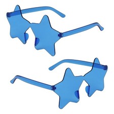2 Pairs Blue Star Sunglasses Bulk Rimless Star Shaped Glasses Party Sunglasse...