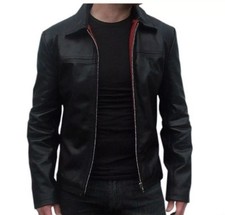 DESIGNER Men's Black LeatherJacket Pure Sheepskin Causal Out Wear Slim FitJacket