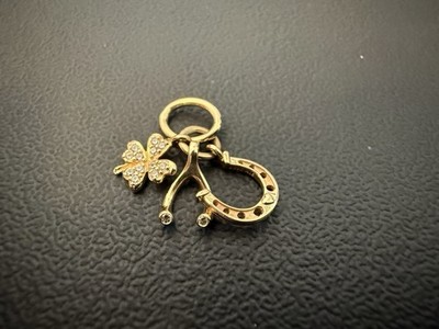 14kt Gold 585 ALE Pandora Glücksklee Hufeisen Wishbone Charm 752337C01