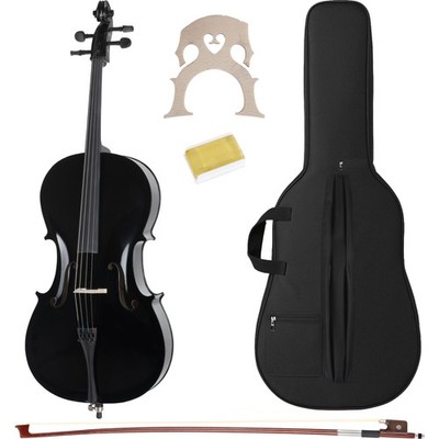 B-WARE 4/4 Cello Set Garnitur Decke Fichte Boden Ahorn Tasche Bogen Violoncello