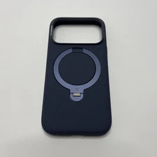 iPhone 17 Pro Liquid Deep Blue Silicone Rubber Rotating Stand Case With MagSafe