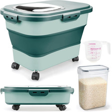 Rice Storage Containers Collapsible 20 to 30Lbs Food Storage Bin Dispenser