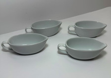 Set of 4 Oneida Buffalo Bright White Ware Mini Porcelain 5" Gravy / Sauce Boats