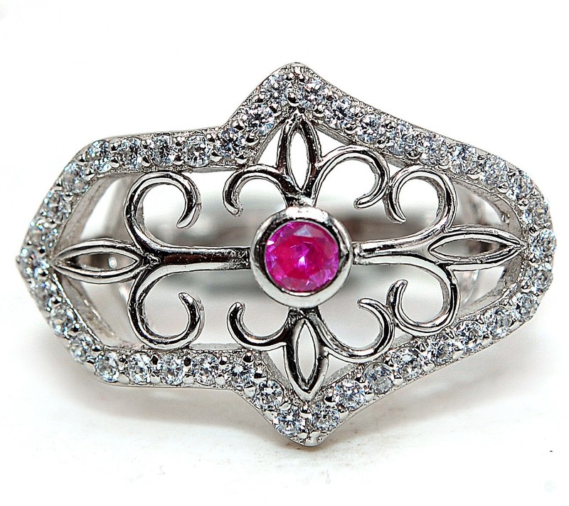 1CT Heat Treated Rubellite Tourmaline 925 Sterling Silver Ring Sz 7 QQ2-8
