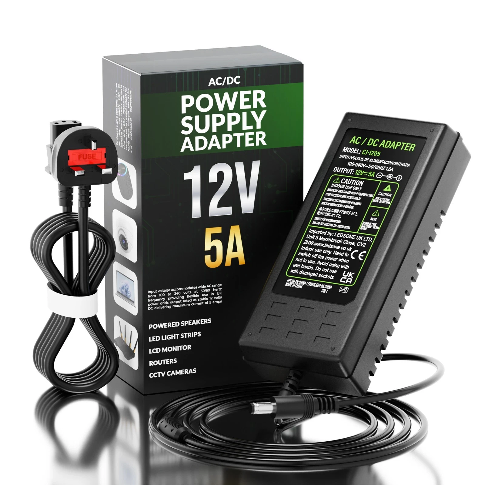 Reliable 12V switching power supply for indoor electronic devices