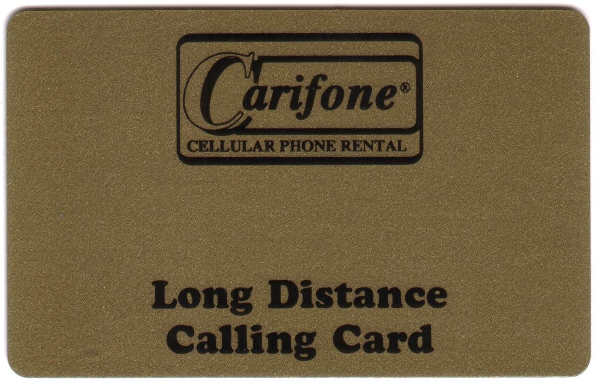 Carifone Cellular Phone Rental Long Distance Calling Card SPECIMEN Phone Card