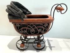Vintage Victorian Wicker Rattan Baby Doll Carriage Stroller Pram Buggy