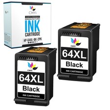 2-Pack CMYi Replacement Ink 64XL Black Cartridge for HP ENVY 7130 7132 7155 7158