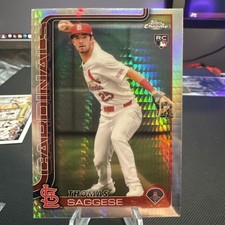 2025 Topps Chrome #87 Thomas Saggese Prism Refractor St. Louis Cardinals Rookie