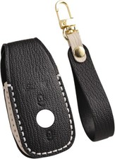 Genuine Leather Key Fob Cover Case for Mercedes-Benz A E S C GLE GLC Black
