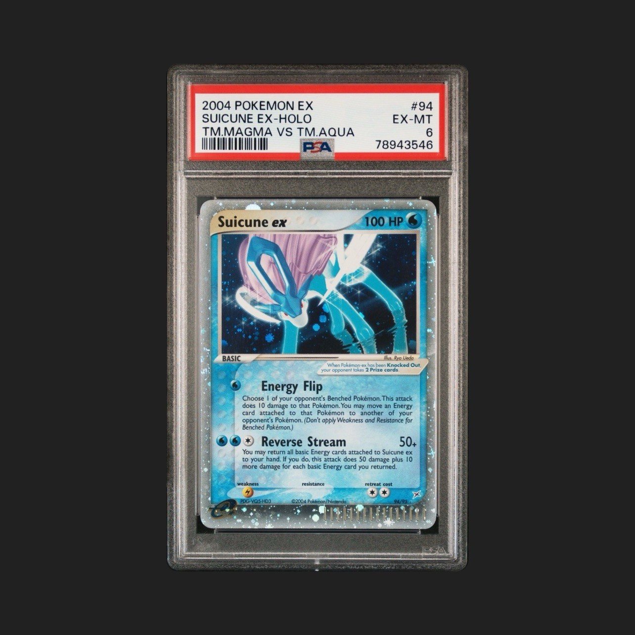 PSA 6 Suicune ex Holo EX Team Magma vs Team Aqua 2004 94/95 Ultra Rare