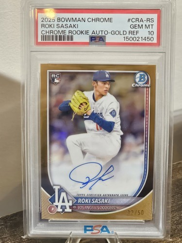 Roki Sasaki [Gold] #CRA-RS 2025 Bowman Chrome Rookie Autograph card