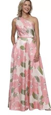 Alex Evenings Jacquard Floral Print Gown,sz 8, New, Coral multi