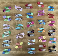 29 Pairs of Girls  Metal/Plastic Hair Clips, Cute Designs, Most in Great Cond.