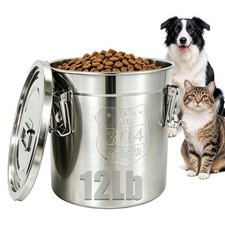 New 12 Lbs 304 Stainless Steel Dog Food Storage Containers with Airtight Lid and