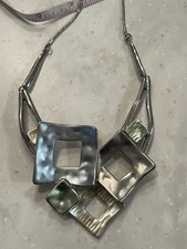Modern Pastel Geometric Pendant Necklace Snake Chain Statement 16-18”