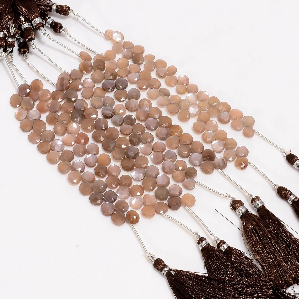 Piedra lunar chocolate piedras preciosas corazón cuentas facetadas 6X6X3 mm hilo 2025 piezas AB726 Foto 2 de 4