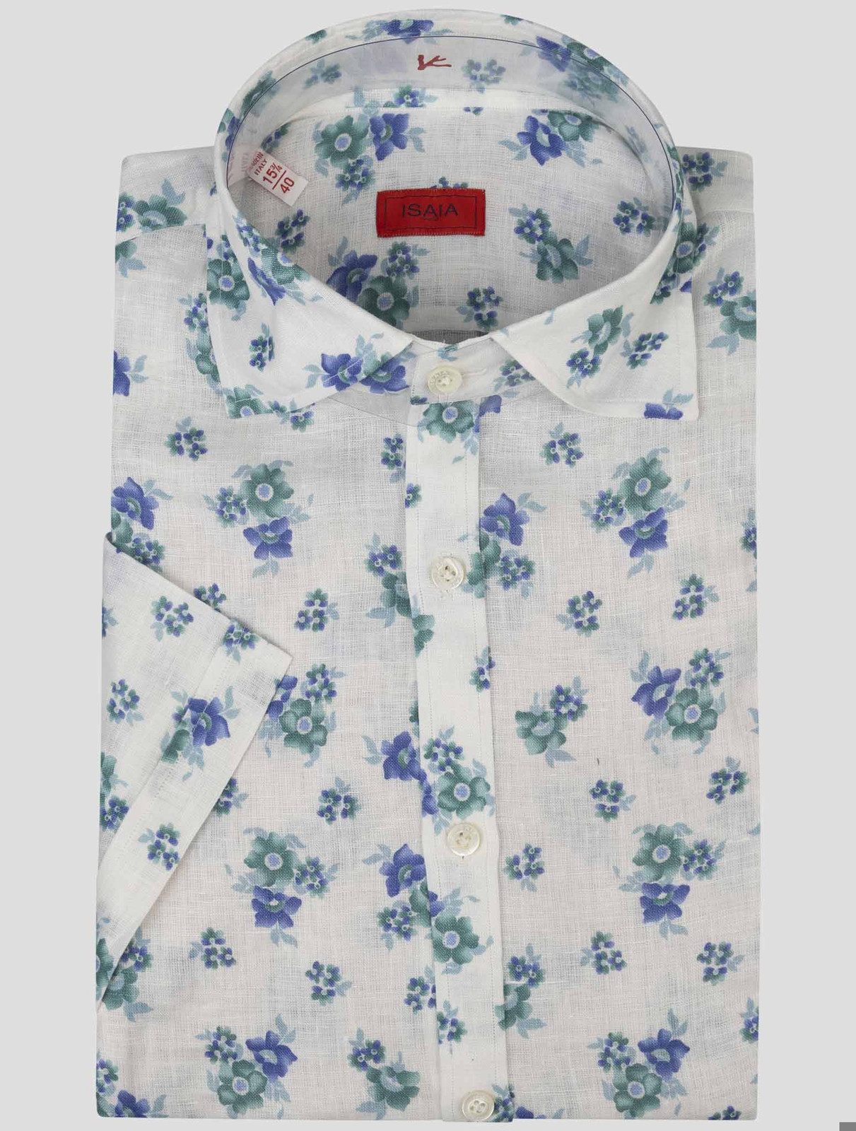 Мужская многоцветная льняная рубашка Isaia с коротким рукавом YXA224 Man