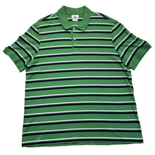 Lacoste Short Sleeve Polo Shirt Men  s Size 7 2XL Green White Black Stripes