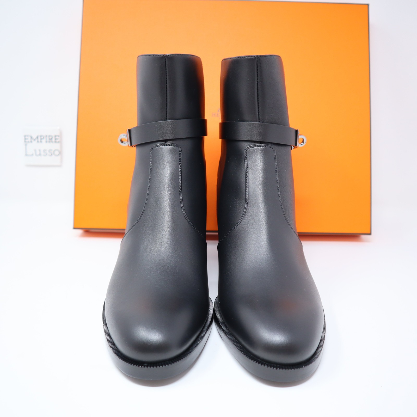 $2475 37.5 NEW HERMES BOOT Frenchie 50 ankle boot Kelly Buckle Black Classic image 8