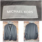 Michael Kors Glen Plaid Gray 2-Button Sports Coat Jacket Size 56 Regular
