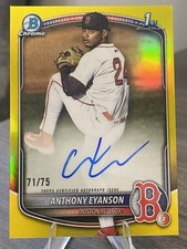 2025 Bowman Draft Anthony Eyanson 1st Bowman Yellow Refractor Auto /75 Red Sox