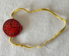 Vintage RED BLACK Metal Tinplate Made in Japan Tinplate Childrens Pretend Watch