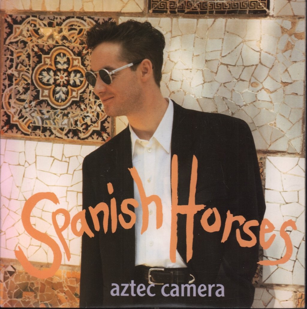 Aztec Camera Spanish Horses 7"" vinyl UK Wea 1992 paper label design with card