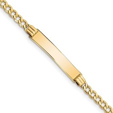 10k Yellow Gold Semi-solid Curb Link Chain ID Bracelet 7" 2.21gm