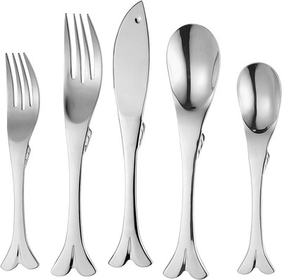 UPware 20-Piece Fish Shaped Flatware Set, 18/8 Stainless Steel 