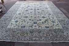 Vintage Worn Hand Made Traditional Oriental Wool Faded Green Carpet 416x300cm