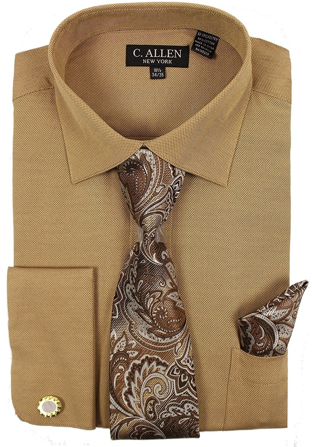 C. Allen Men's Regular Fit Micro Pattern French Cuff Dress Shirt - CLEARANCE