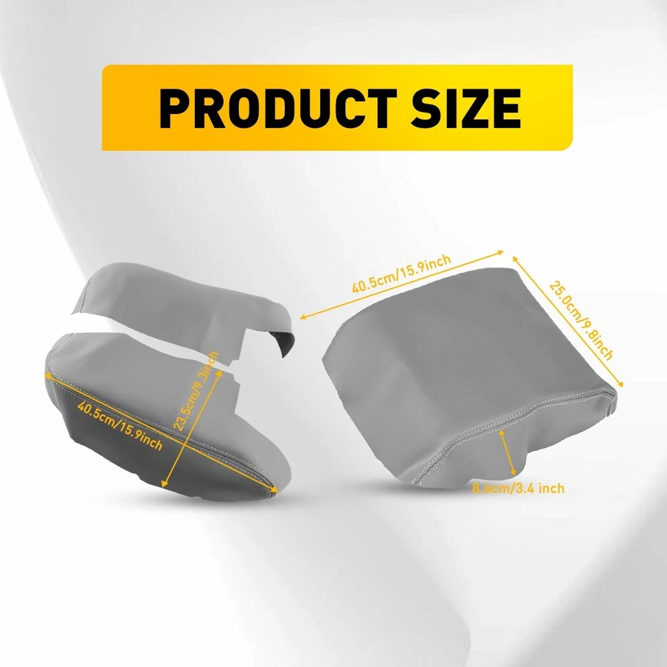 Juego de 3 cubiertas de reposabrazos de cuero gris para consola y puerta Honda Ridgeline 2006-2014 Foto 3 de 4