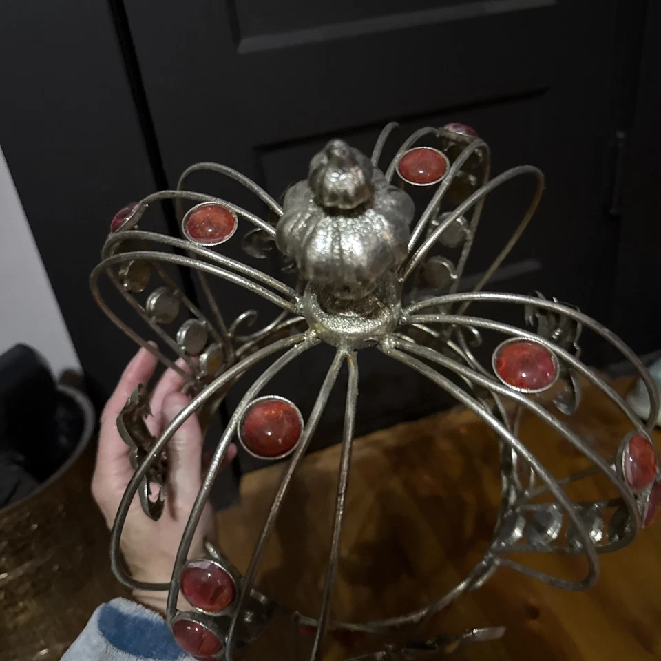 Grande coroa de ouro pesado com joias vermelhas rubi vintage exclusiva linda - Imagem 4 de 4