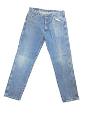 Wrangler Denim Blue Jeans Men's Size 34x32 Straight Leg Light Wash 96501DS Chore