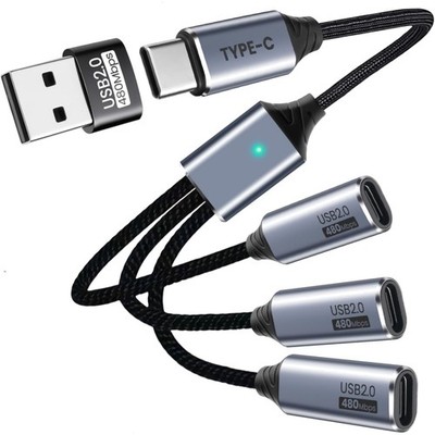 USB C Splitter 3 Port mit USB-Adapter für die Datenübertragung, USB-C-Splitte...
