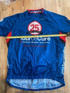 Tour de Cure Cycling Jersey Mens XL 3/4 Zip Short Sleeve Blue Red