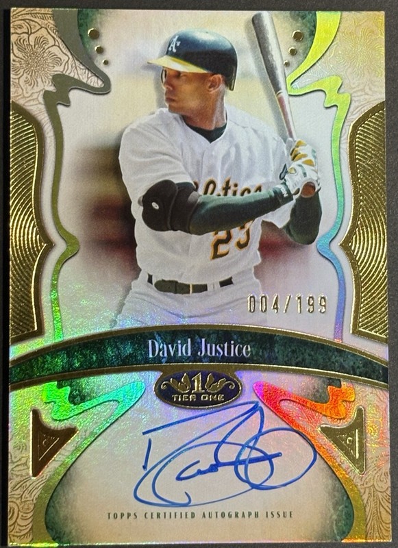2026 Topps Tier One David Justice Connoisseurs Auto Autograph #/199 Athletics