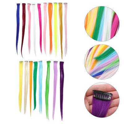 18 Pcs Long Hair Extensions Seamless One Piece Hair Pieces Colorful Hair Clips