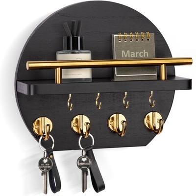 Nekon Key Holder for Wall - 9.8 Inch Apartment Wall Decor with Shelf and 8 Ke...